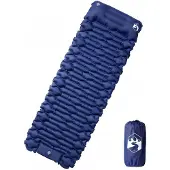 vidaXL Kampeermatras met kussen zelfopblazend 1-persoons marineblauw