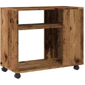 vidaXL Bijzettafel met wieltjes 70x35x60 cm bewerkt hout oud houtkleur