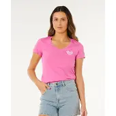 Rip Curl RC Heart V Neck TEE - Super Pink