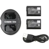 123accu 2 stuks Sony NP-FW50 accu's en USB dubbellader (7.4V, 1080 mAh,huismerk)