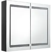 vidaXL LED-spiegelschaaf voor de badkamer, glanzend zwart, 80x12x68 cm