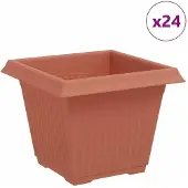 vidaXL - Vierkante - Bloempot - 24 - st - Baksteenrood - 20 - x - 20 - x - 16 - cm - Kunststof