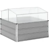 vidaXL Plantenbak Lichtgrijs 100 x 100 x 77 cm Gegalvaniseerd staal