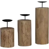 vidaXL Kaarsenhouder 3 st Naturel Massief teakhout