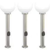 vidaXL Bolderverlichting met stopcontact 3 stuks 80 cm RVS IP44