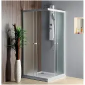 Aqualine Alain Vierkante douchecabine, 80x80cm, glas met Brick-patroon