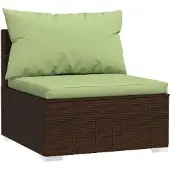 vidaXL 7-delige Loungeset met kussens poly rattan bruin