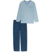 Schiesser Pyjama lang ' Comfort Essentials ' aqua / lichtblauw