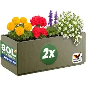 Casaria Bloempot Ethica Set van 2 Olijfgroen Kunststof 80x36x36 cm