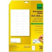Sigel LA210 63.5 x 29.6 mm Papier Wit 675 stuk(s) Weer verwijderbaar Universele etiketten 25 vel DIN A4