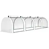 Outsunny mini kas - pe/staal - 395L x 100B x 80H cm - wit
