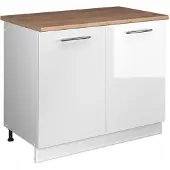 Vicco Wastafelkast Fame-Line, Wit Hoogglans/Wit, 100 cm, WB Eik