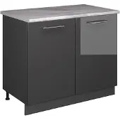 Vicco Wastafelkast Fame-Line, Antraciet Hoogglans/Antraciet, 100 cm, WB Marmer