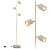 Briloner - Vloerlamp met voetpedaal, 3x GU10, verstelbaar, 22x141 cm, beige