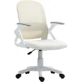 HOMCOM kantoelstoel, ergonomische draaistoel met opklapbare armleuningen, wit