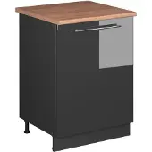 Vicco Keukenonderkast Fame-Line, Antraciet Hoogglans/Antraciet, 60 cm 1 deur met werkblad