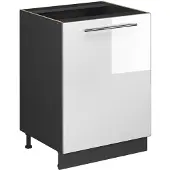 Vicco Keukenonderkast Fame-Line, Wit Hoogglans/Antraciet, 60 cm 1 deur zonder werkblad