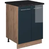 Vicco Wastafelkast Fame-Line, Donkerblauw hoogglans/Goudkleurig Eiken, 60 cm