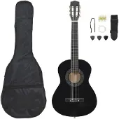 vidaXL Jeu de guitare classique pour débutants 8 pcs Noir 1/2 3470127