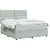 vidaXL Boxspringbed met matras Lichtgrijs 140 x 190 cm Fluweel