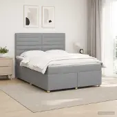 vidaXL Boxspringbed met matras Lichtgrijs 180 x 200 cm Stof