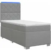 vidaXL Boxspringbed met matras, lichtgrijs, 100 x 200 cm, gestoffeerd