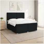 vidaXL Boxspringbed met matras, zwart, 160 x 200 cm, gestoffeerd