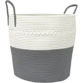 vidaXL Opbergmand Ø 43x38 cm katoen grijs en wit
