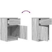 vidaXL Nachtkastje 39x35x65 cm bewerkt hout grijs sonoma eikenkleur