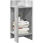 vidaXL Bijzettafels 2 st met plank 25,5x27x60 cm grijs sonoma eiken