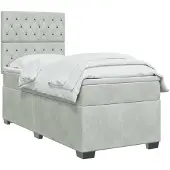 vidaXL Boxspringbed met matras Lichtgrijs 90 x 200 cm Fluweel