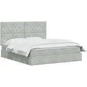 vidaXL LED-bed met opbergruimte en matras, lichtgrijs, 160 x 200 cm, fluweel