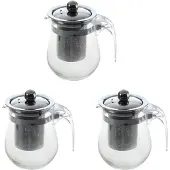 Torribaly 3x 350 ml hittebestendige theepot van helder glas, roestvrijstalen infuser