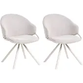 Beliani MYSTIC - Eetkamerstoel set van 2 - Off-white - Stof
