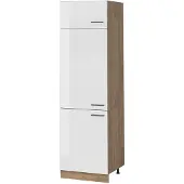 Vicco Hoge kast R-Line, Wit Hoogglans/Goudkleurig Eiken, 60 cm
