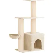 Syfax Kattenboom met sisal krabpalen Crèmekleurig 133 cm