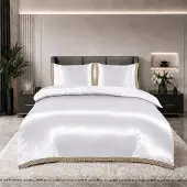Beauty Silk Glans satijn dekbedovertrek Lace - Wit - 2-persoons (200x220 + 2st. 60x70 cm)