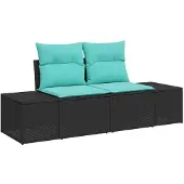 vidaXL Tuinbank Set 7 st 6-Aantal zitplaatsen Zwart en Turkoois
