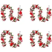 Torribaly 4stuks 6.3FT Bessen Kerstslinger, Kunstmatige Poinsettia-Slinger, Kerstbessenslinger met Dennenappels
