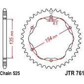 JT Sprockets 525 Jtr761.39 Steel Achtertandwiel