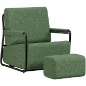 SoBuy Fauteuil lounge velours côtelé vert pliable