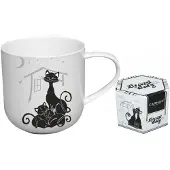 CARMANI Grote Porseleinen Mok 'Crazy Cats' 460ml - Perfect cadeau