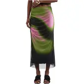 Desigual Rok olijfgroen / rosa / zwart