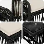 vidaXL Tuinbank Set 7 st Zwart en Crème Wit poly rattan