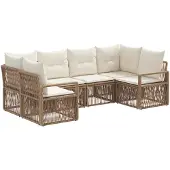 vidaXL Tuinbank Set 6 st 6-Aantal zitplaatsen Beige poly rattan