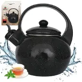 KINGHOFF 2039 fluitketel - Emaille - Black - 2 liter - zwart