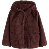 Next - Meisjes - Fleece jack met rits en capuchon - Bruin