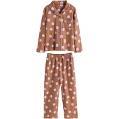 Next - Meisjes - Pyjama met knopen en jerseystof - Bruin