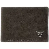GUESS Leren kaarthoes Milano Bifold - Card Holder Dark Oak / Grey donkerbruin