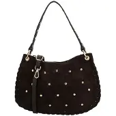 Charm London Suède Schoudertas met Studs Anna Donker Bruin